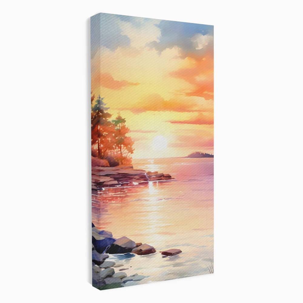 Tablou canvas cu tablou canvas cu peisaj de apus, fara rama, pe sasiu de lemn